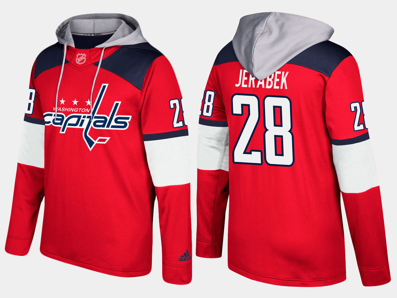 Men NHL Washington capitals 28 jakub jerabek red hoodie